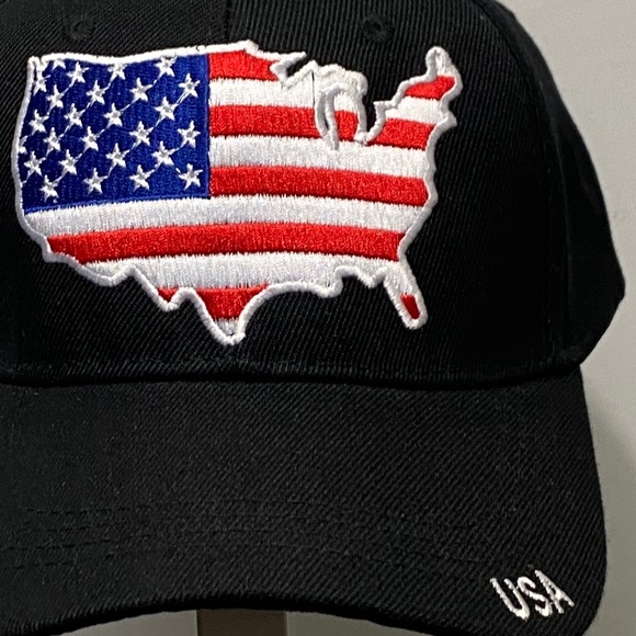 Patriotic Cap Hat USA America Adjustable Black - Picture 2 of 4
